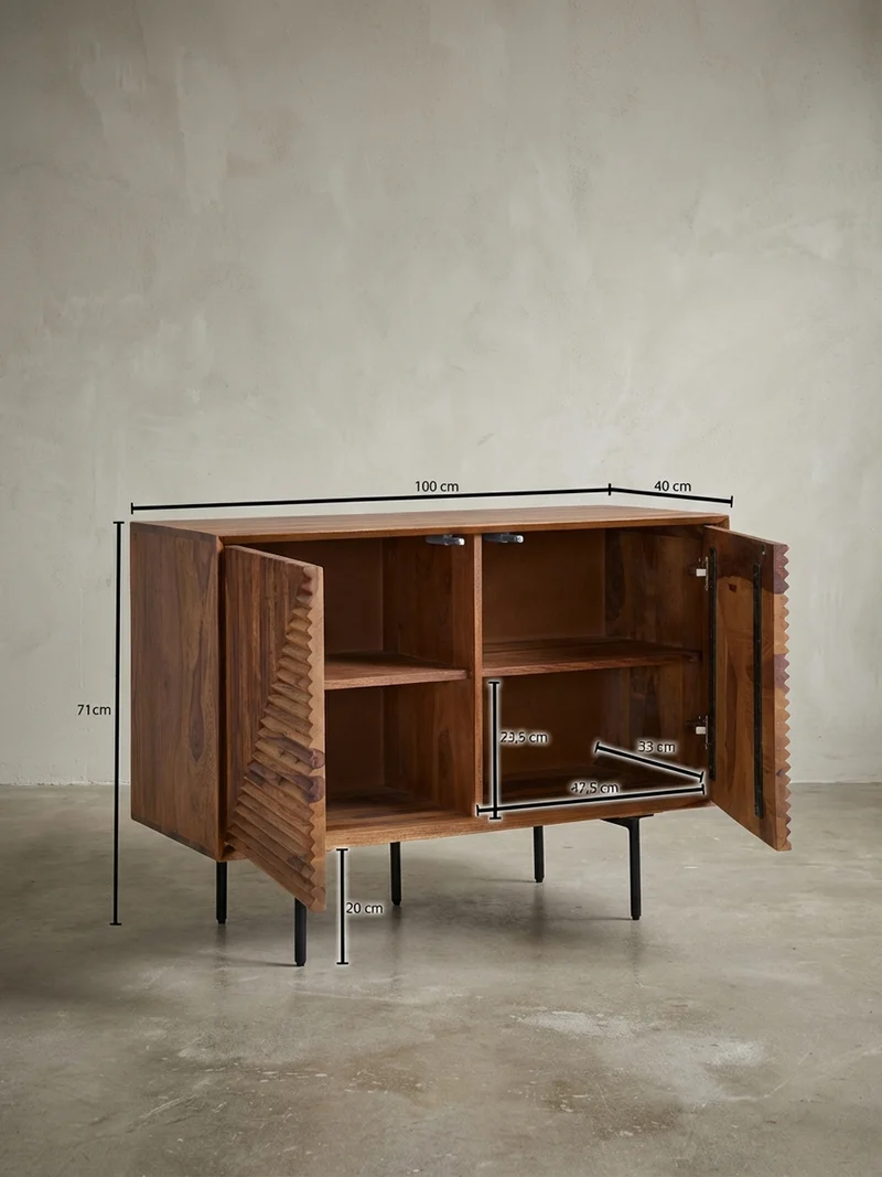 Sideboard – "Harmony", Massivholz mit Metalldetails, viel Stauraum