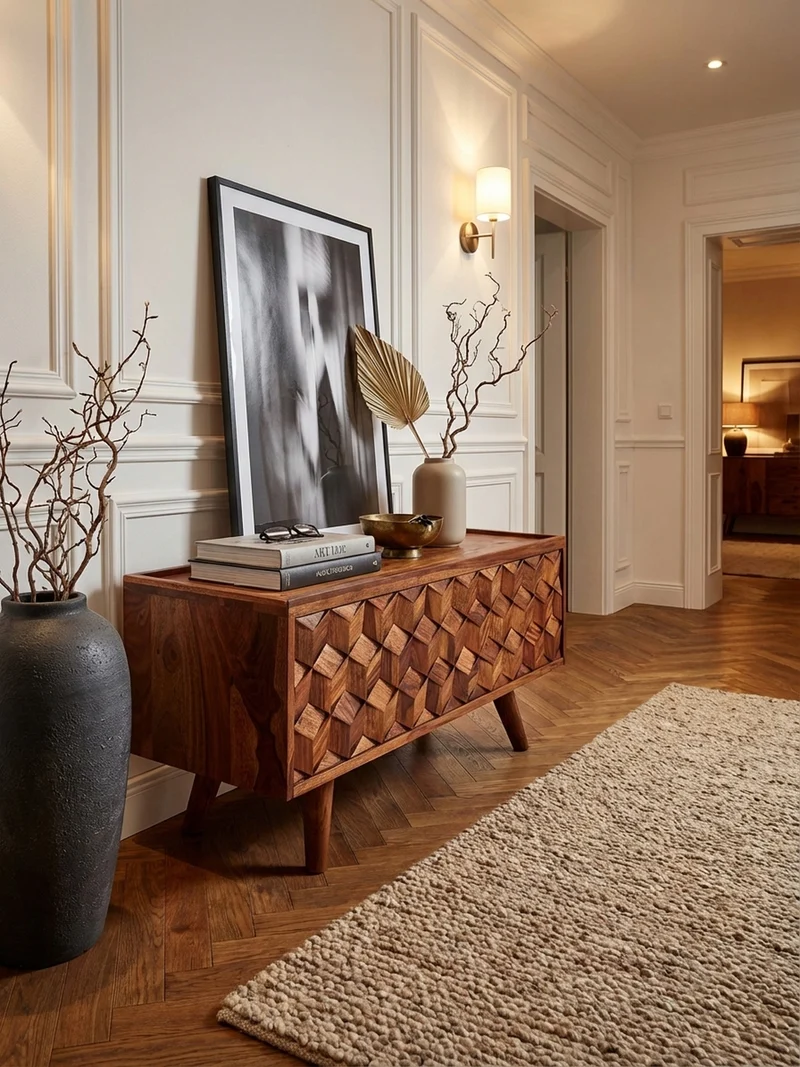 Lowboard Massivholz Landhausstil Modell Oasis für Fernseher bis 50 Zoll mit Kabeldurchlass