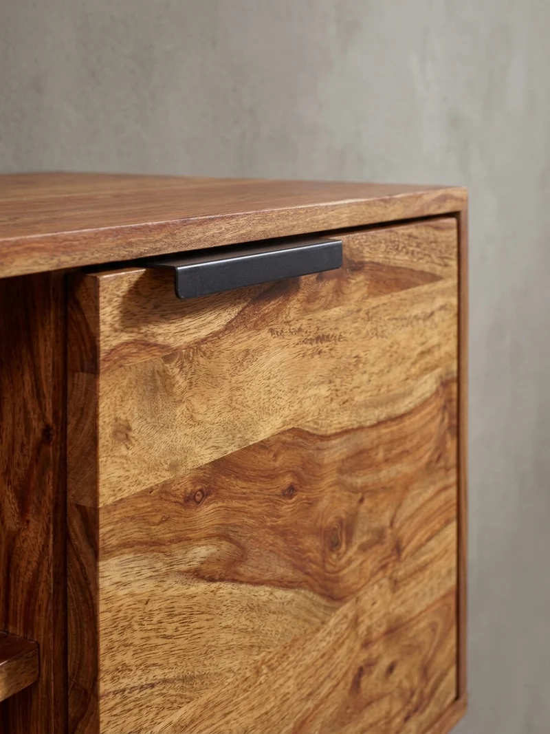 Lowboard Massivholz Landhausstil für 60-Zoll Fernseher mit offenen Fächern