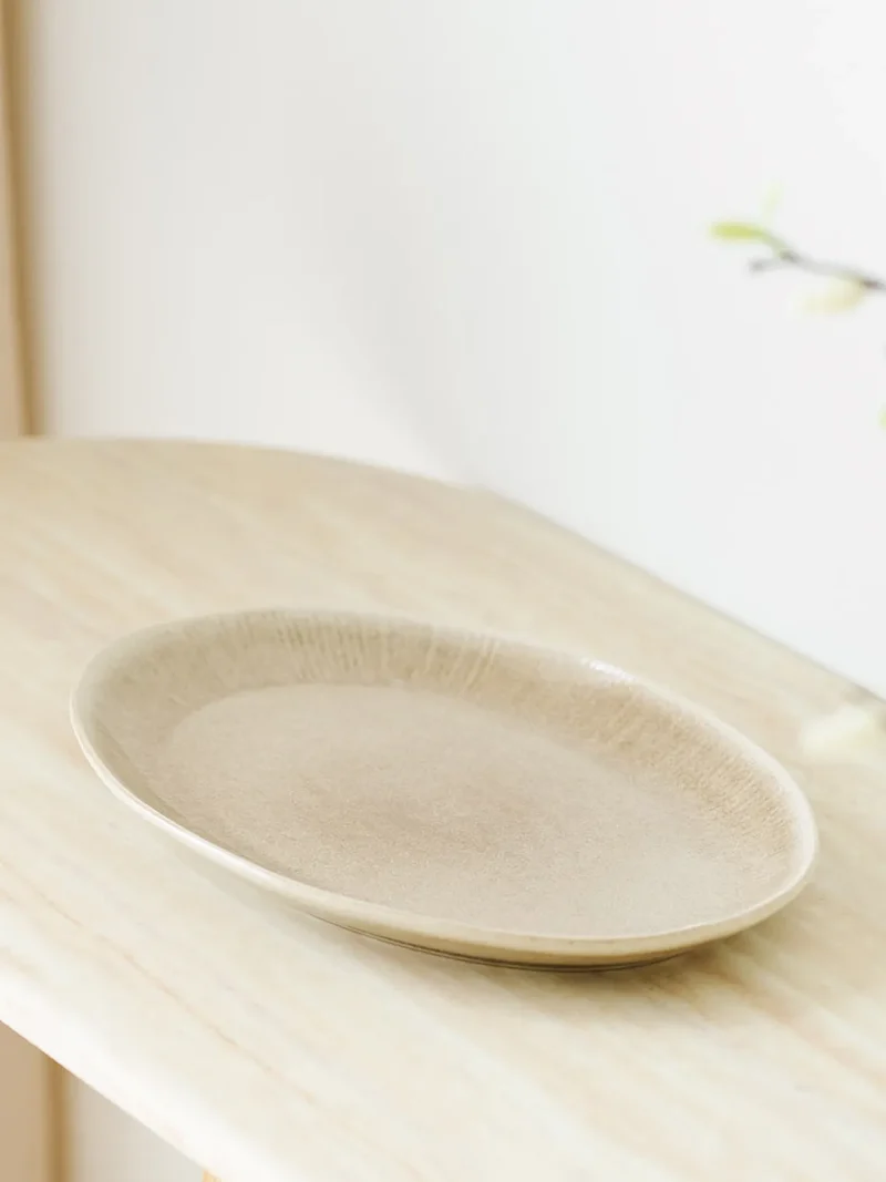Viola Serviertablett Keramik, beige