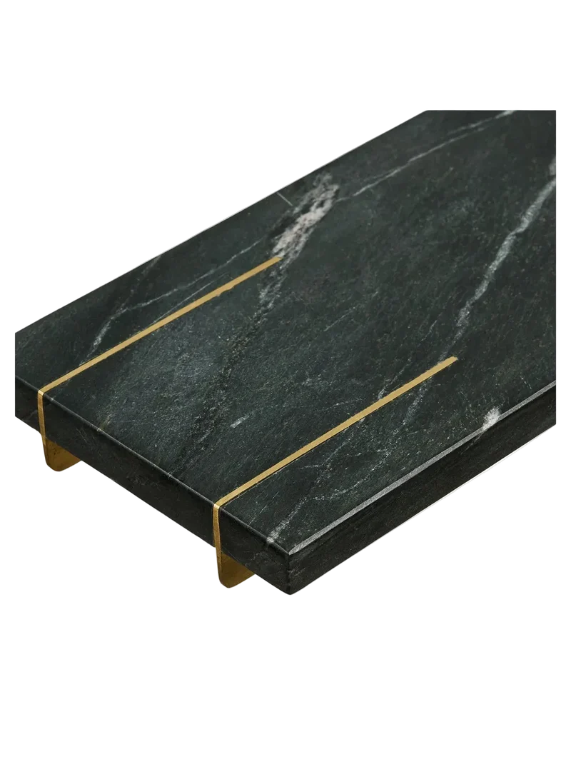 Diu Tablett Marmor, schwarz/Messing