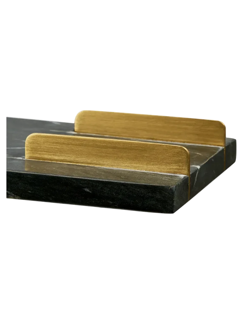 Diu Tablett Marmor, schwarz/Messing