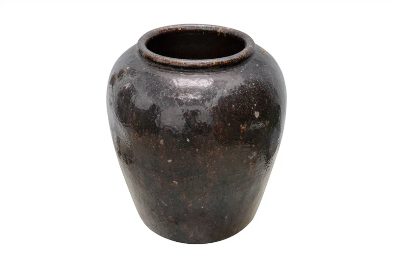 Casa Padrino Luxus Vase Schwarz Ø 65-70 x H. 75-80 cm - Riesige schwarze Bodenvase im Antik-Look - Luxus Deko Accessoires
