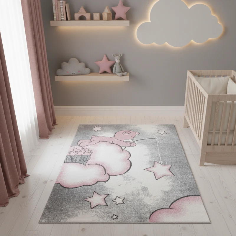 Kinderteppich Bären-Motiv – Waschbar & Strapazierfähig für Kinderzimmer