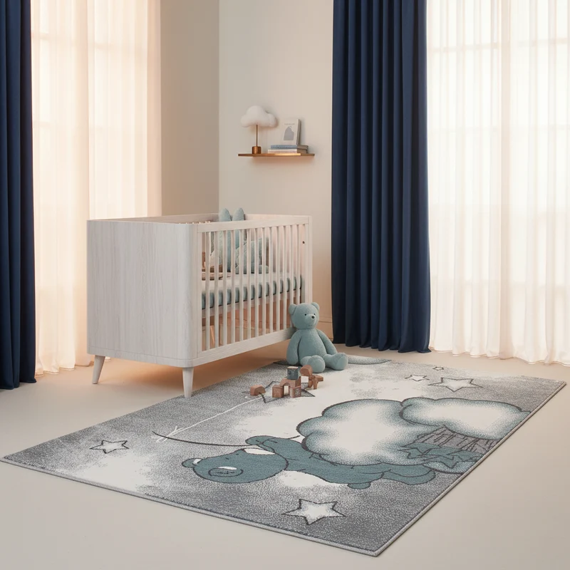 Kinderteppich Bären-Motiv – Waschbar & Strapazierfähig für Kinderzimmer