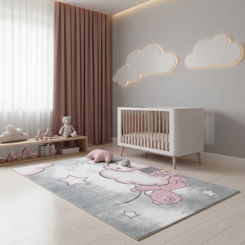 Kinderteppich Bären-Motiv – Waschbar & Strapazierfähig für Kinderzimmer