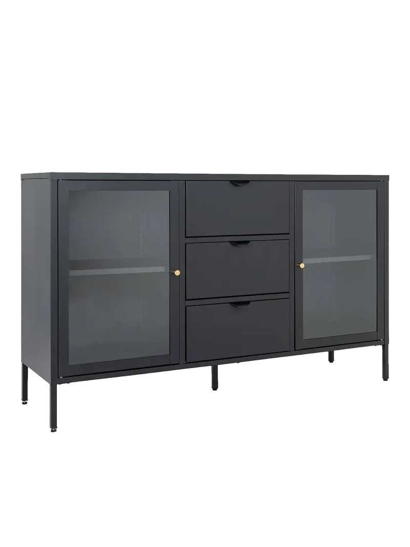 Dalby Sideboard Stahl/Glas, schwarz
