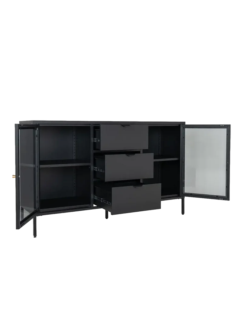 Dalby Sideboard Stahl/Glas, schwarz