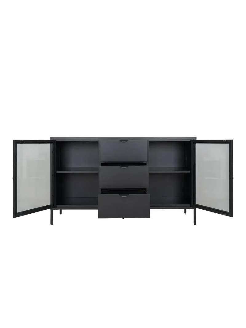 Dalby Sideboard Stahl/Glas, schwarz