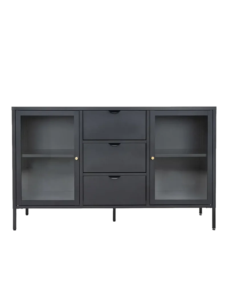 Dalby Sideboard Stahl/Glas, schwarz