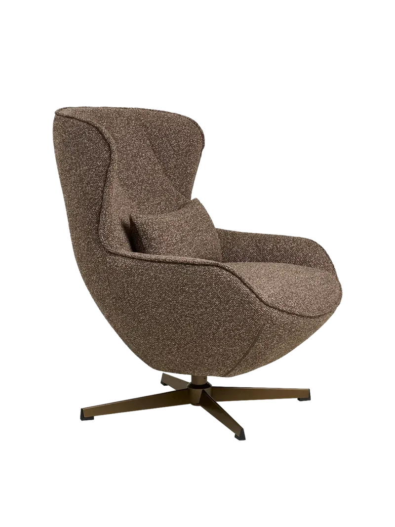 Blenheim Loungesessel braun, Bronzebeine, mit Drehfunktion