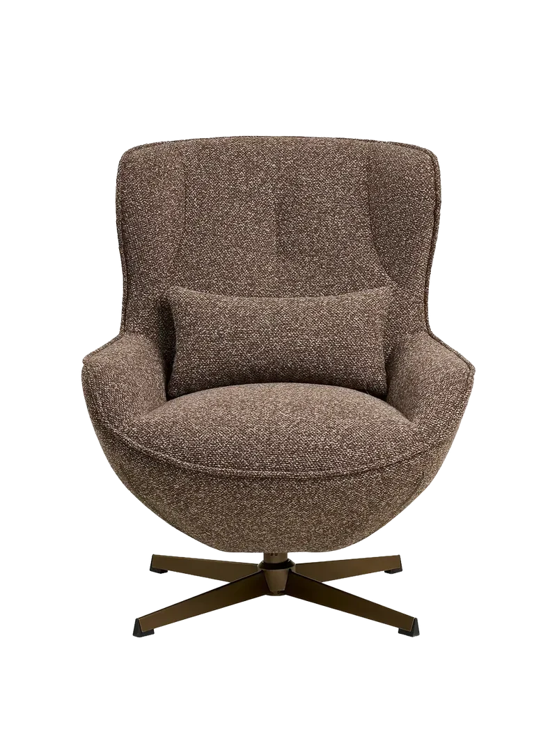 Blenheim Loungesessel braun, Bronzebeine, mit Drehfunktion