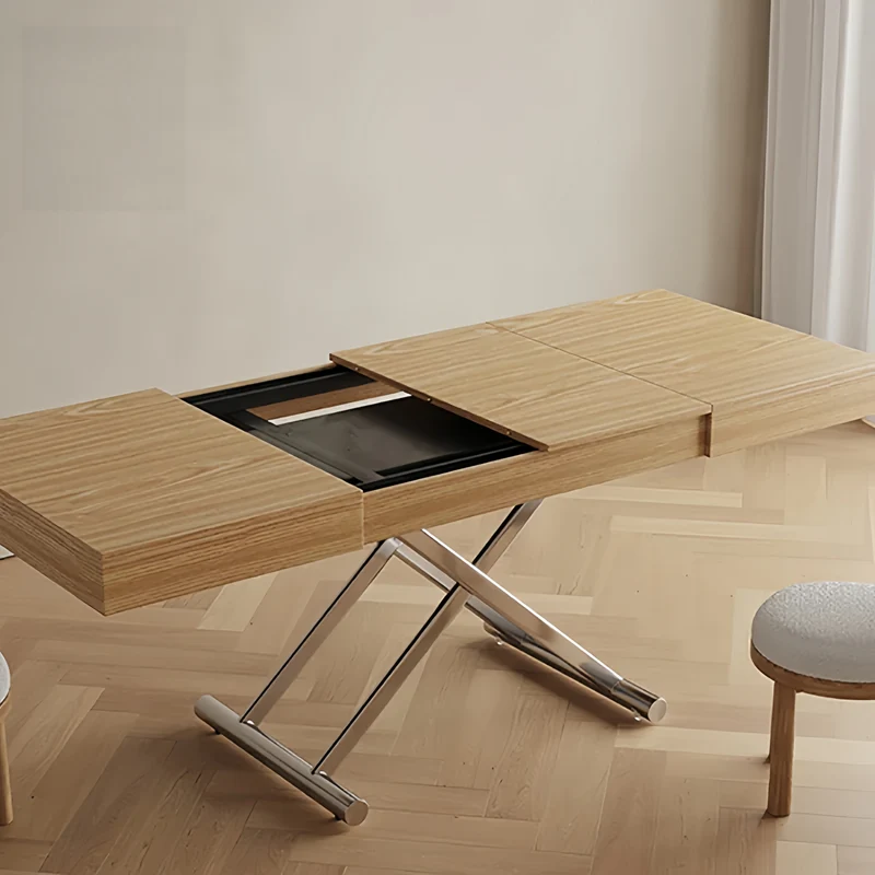 Verwandelbarer 2-in-1-Ess- und Couchtisch mit Auf- und Ab-Mechanismus
