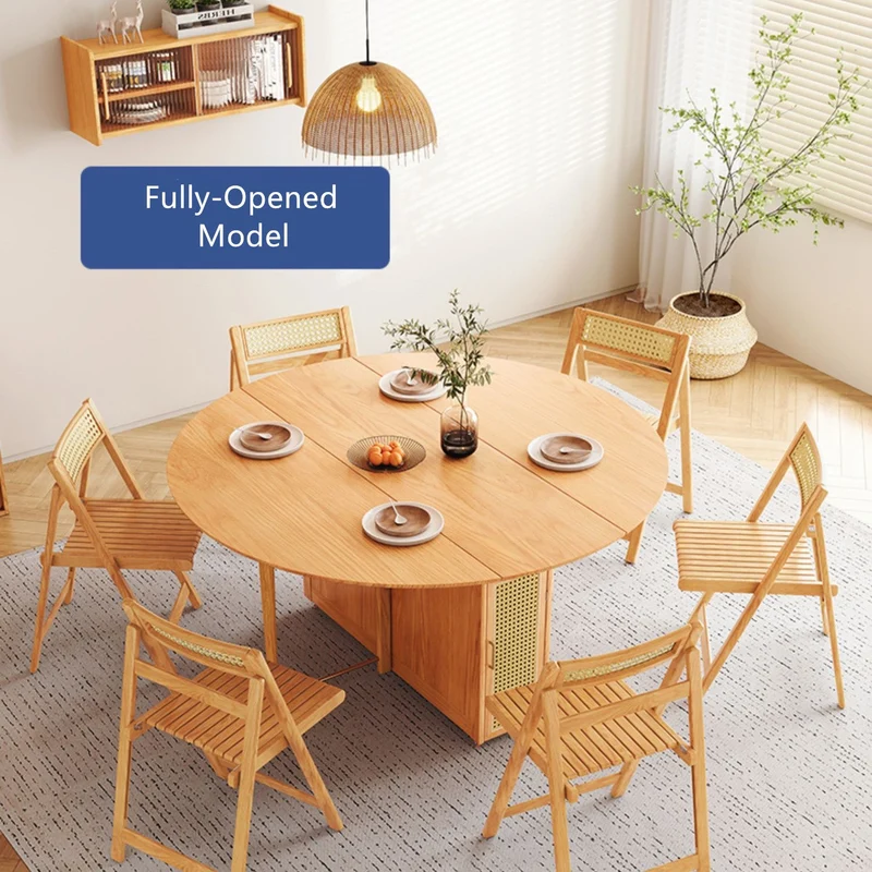 Double Drop Leaf Round Table mit 4 Klappstühlen