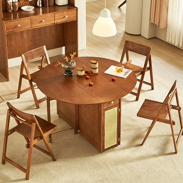 Double Drop Leaf Round Table mit 4 Klappstühlen