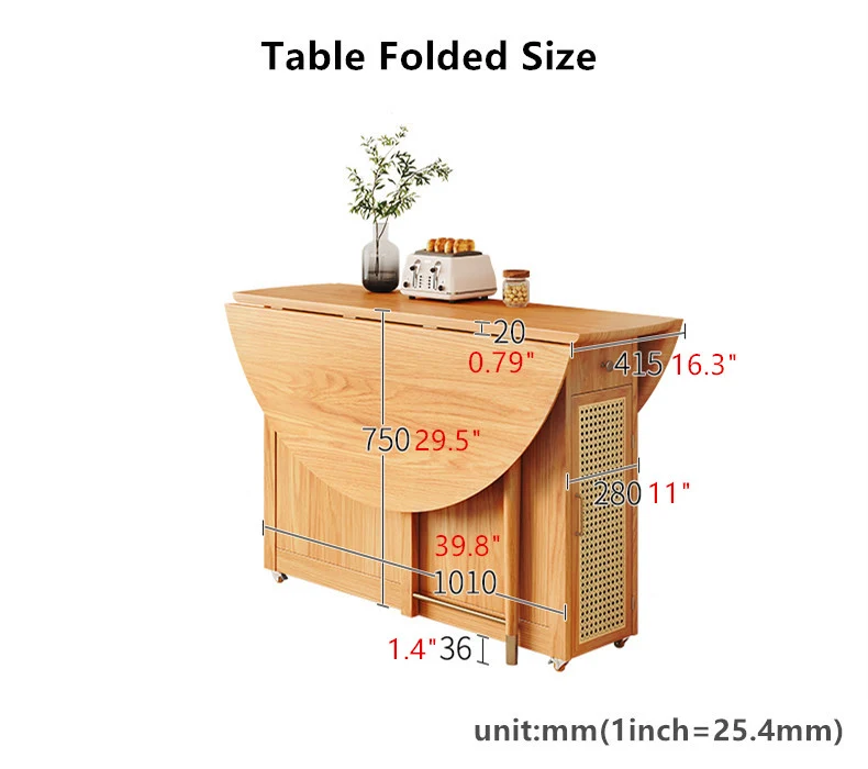 Double Drop Leaf Round Table mit 4 Klappstühlen