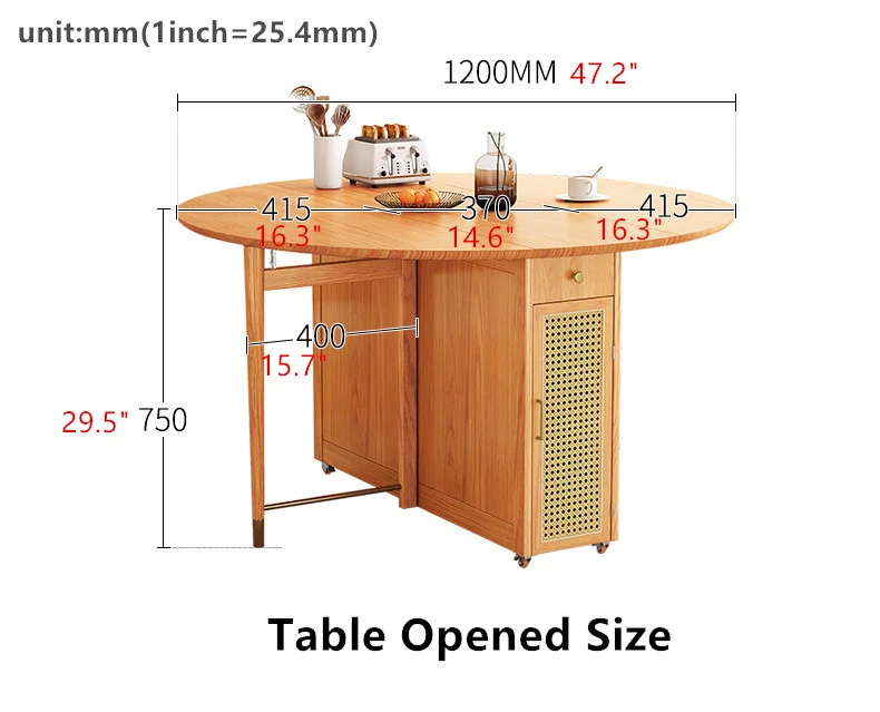 Double Drop Leaf Round Table mit 4 Klappstühlen