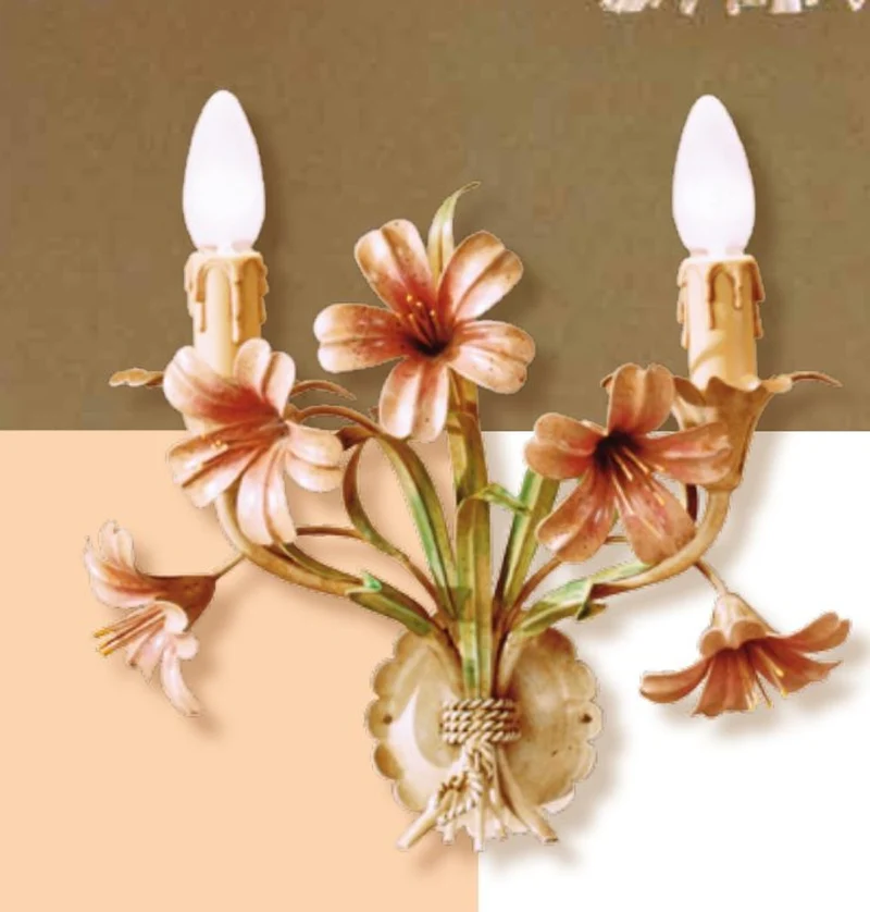 Casa Padrino Barock Wandleuchte Creme B. 33 x T. 26 cm 2-flammig - Handgefertigte Leuchte aus Italien - Barock Leuchten