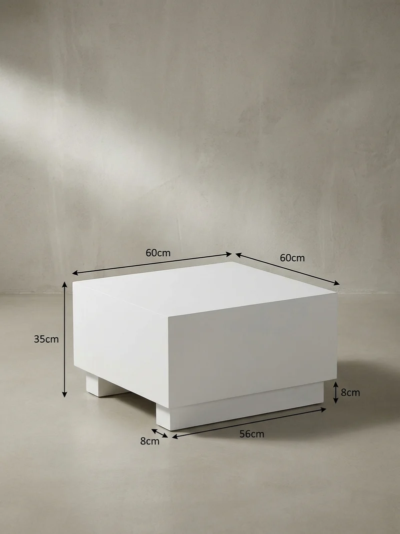 Couchtisch in Würfelform, Weiß Hochglanz, 60x60x35 cm, modernes Design
