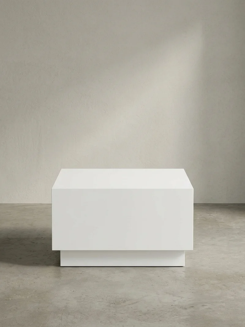 Couchtisch in Würfelform, Weiß Hochglanz, 60x60x35 cm, modernes Design