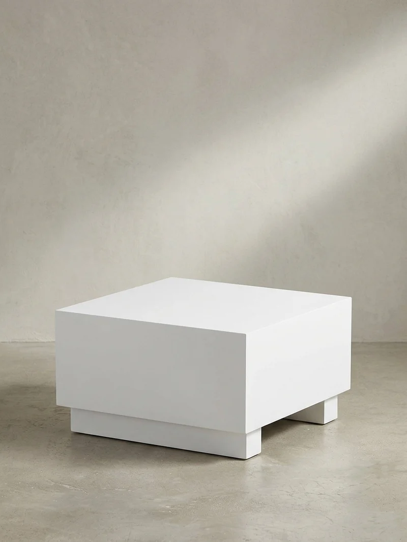 Couchtisch in Würfelform, Weiß Hochglanz, 60x60x35 cm, modernes Design