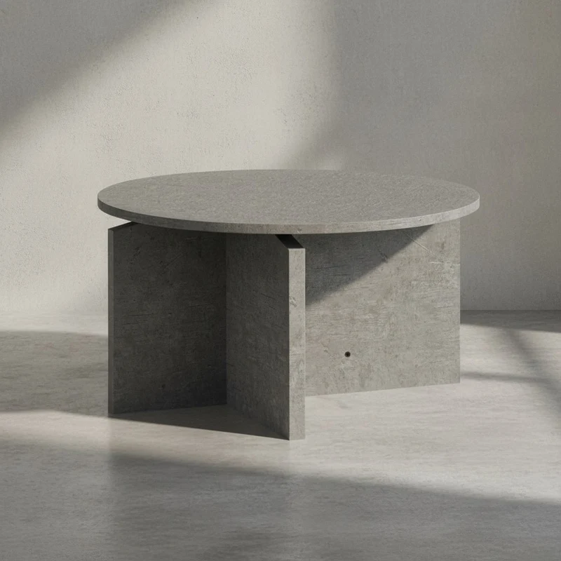 Couchtisch rund in Stein-Optik – modernes Design