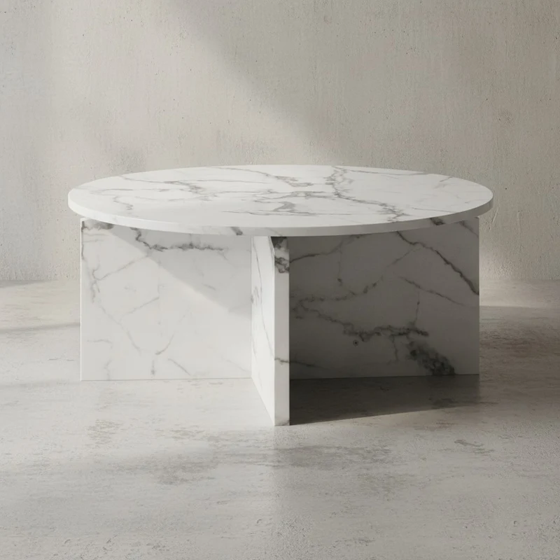 Couchtisch rund in Stein-Optik – modernes Design