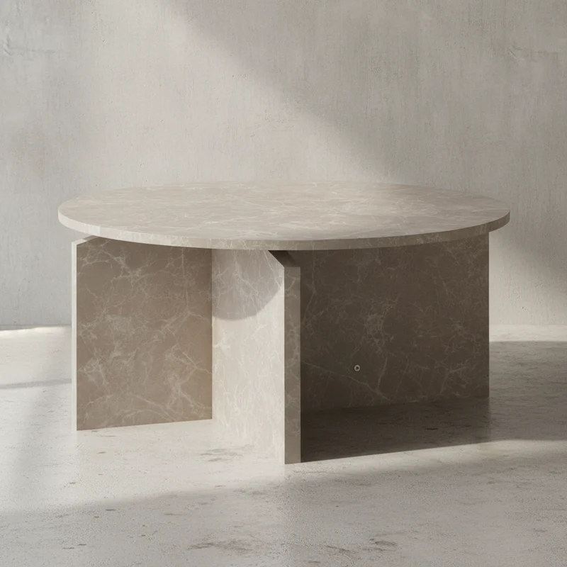 Couchtisch rund in Stein-Optik – modernes Design