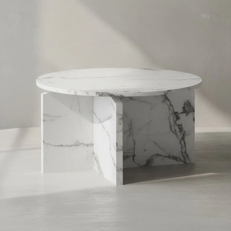 Couchtisch rund in Stein-Optik – modernes Design