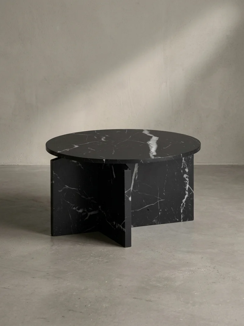 Couchtisch rund in Stein-Optik – modernes Design