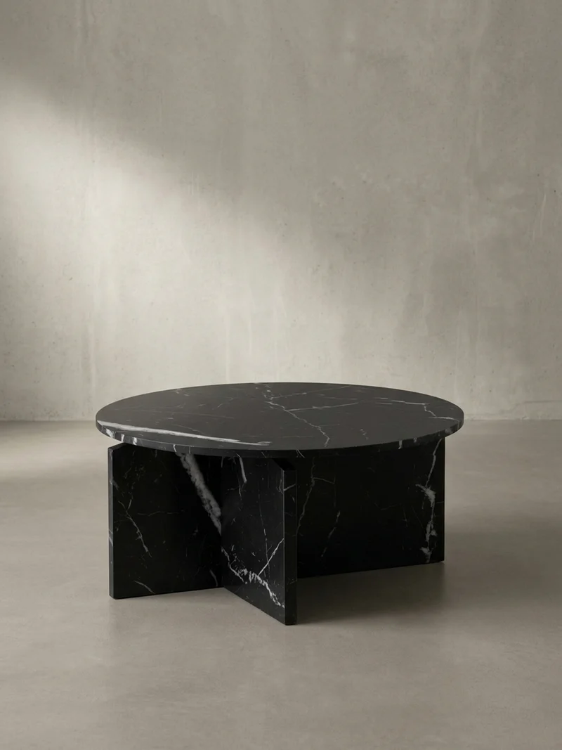 Couchtisch rund in Stein-Optik – modernes Design