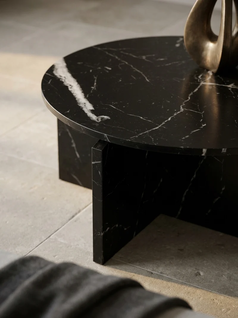 Couchtisch rund in Stein-Optik – modernes Design