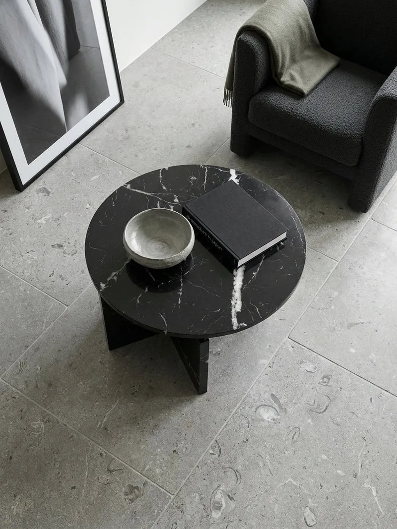 Couchtisch rund in Stein-Optik – modernes Design