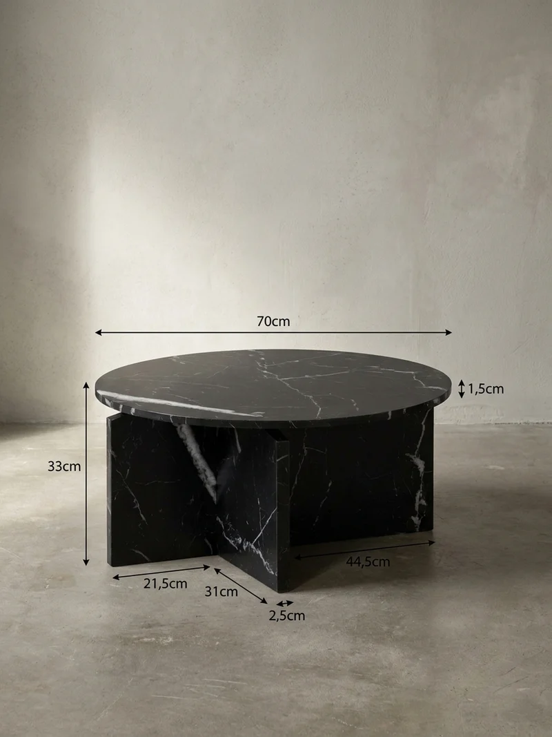 Couchtisch rund in Stein-Optik – modernes Design