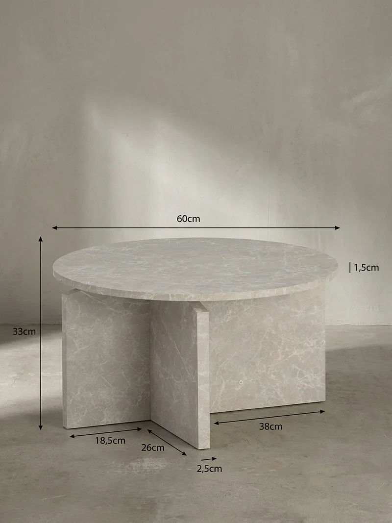 Couchtisch rund in Stein-Optik – modernes Design