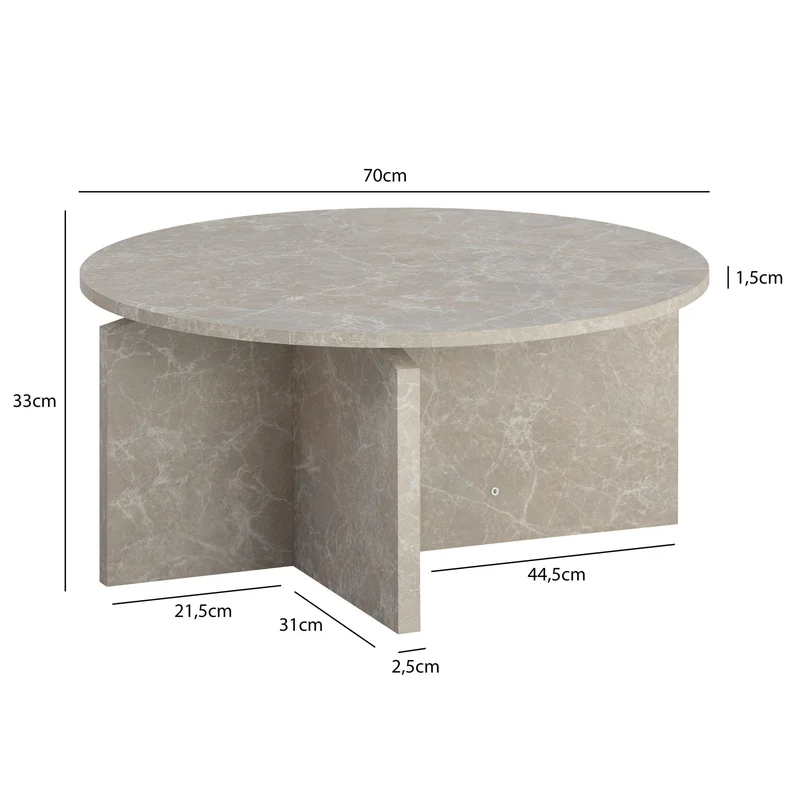 Couchtisch rund in Stein-Optik – modernes Design