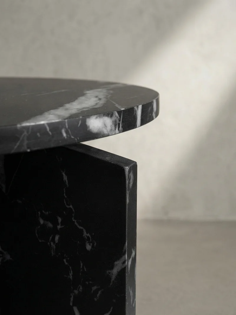 Couchtisch rund in Stein-Optik – modernes Design