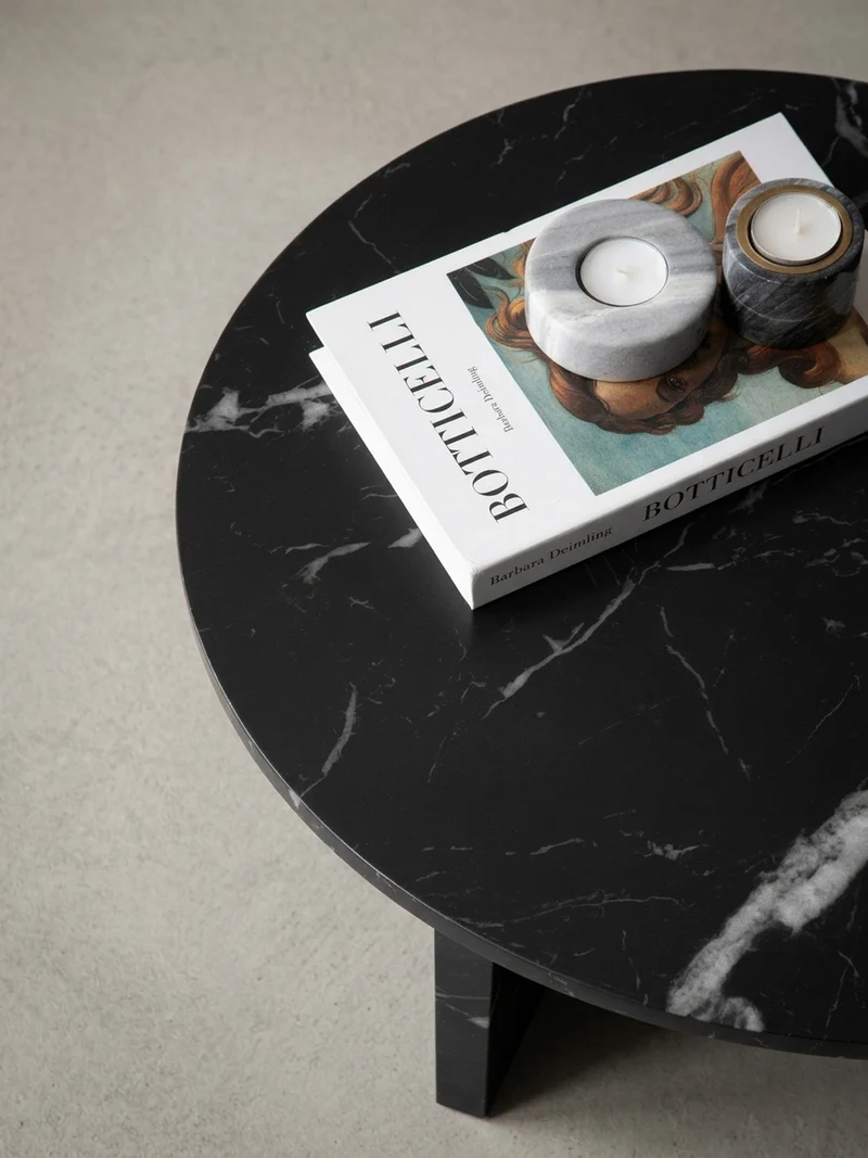Couchtisch rund in Stein-Optik – modernes Design