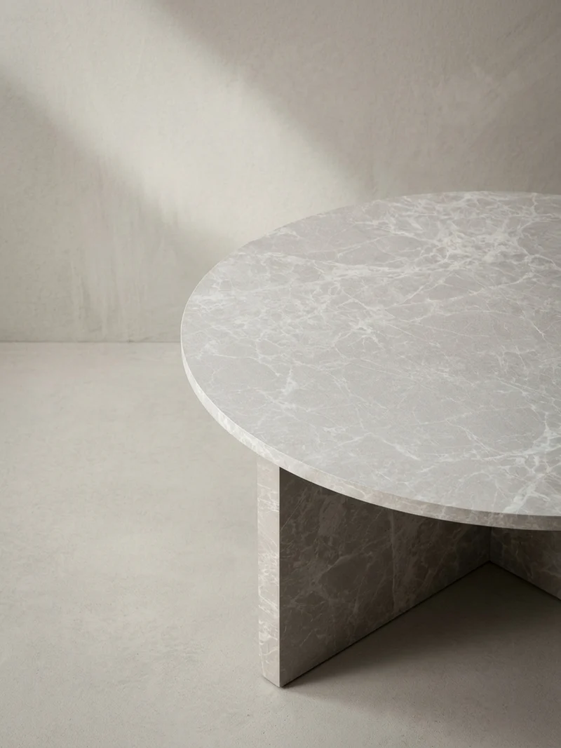 Couchtisch rund in Stein-Optik – modernes Design