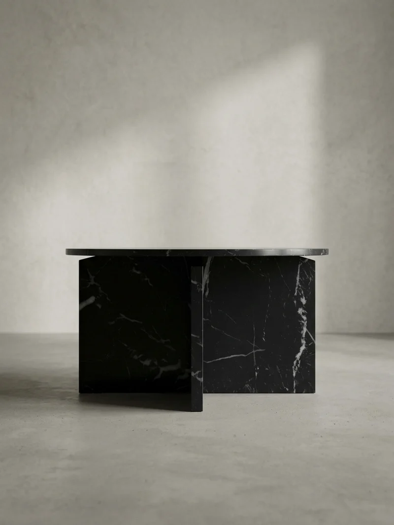 Couchtisch rund in Stein-Optik – modernes Design