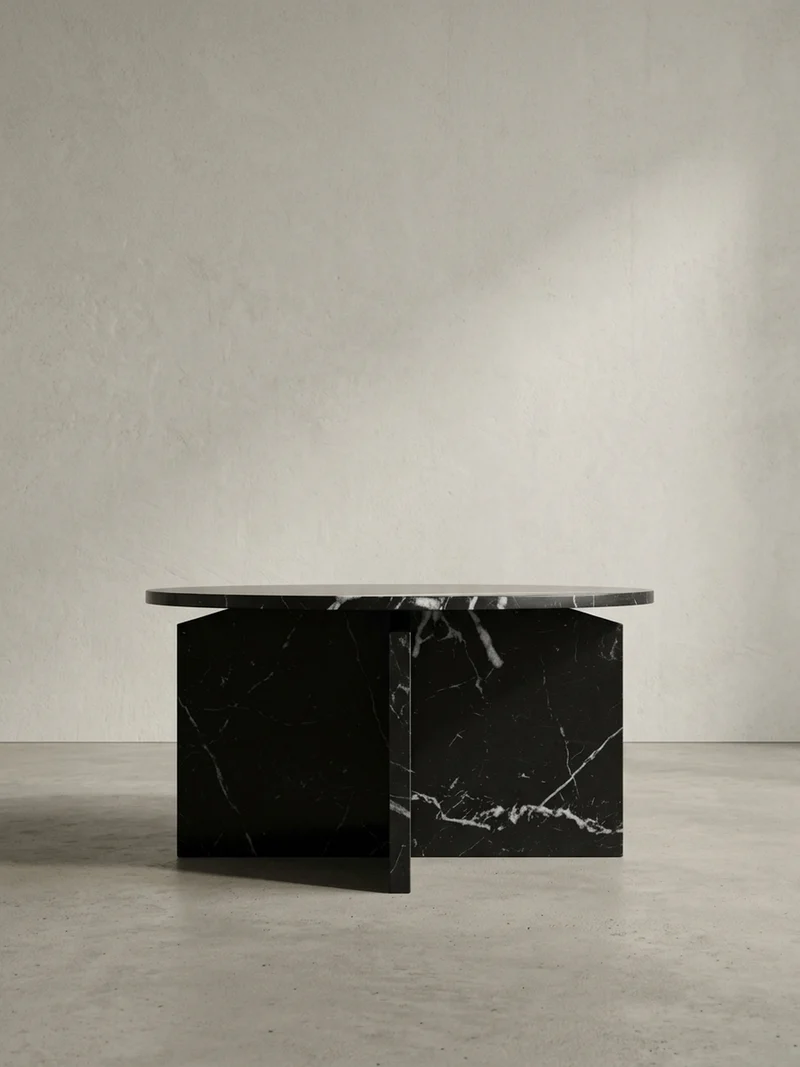 Couchtisch rund in Stein-Optik – modernes Design