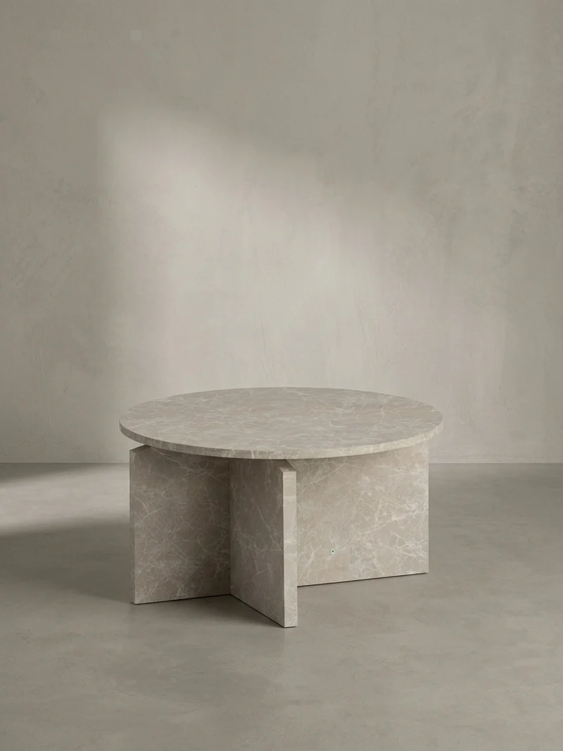 Couchtisch rund in Stein-Optik – modernes Design