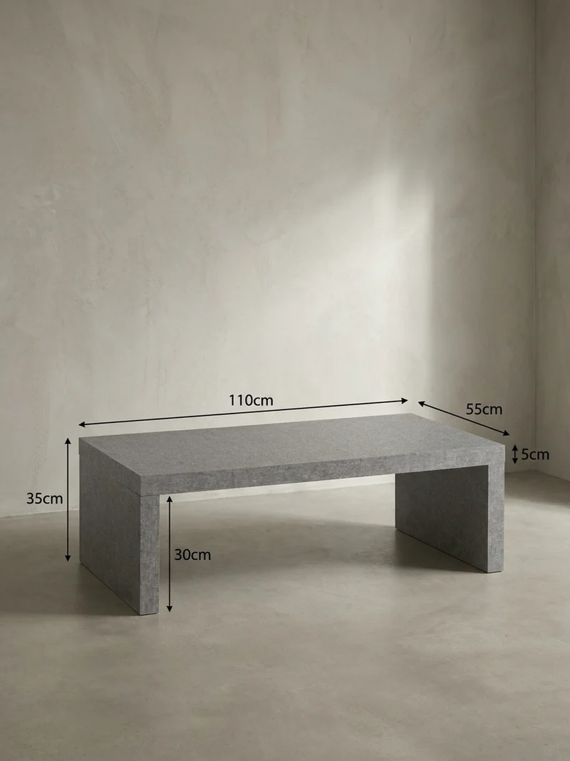 Couchtisch in Beton-Optik, zeitloses Design, rechteckig, schlicht