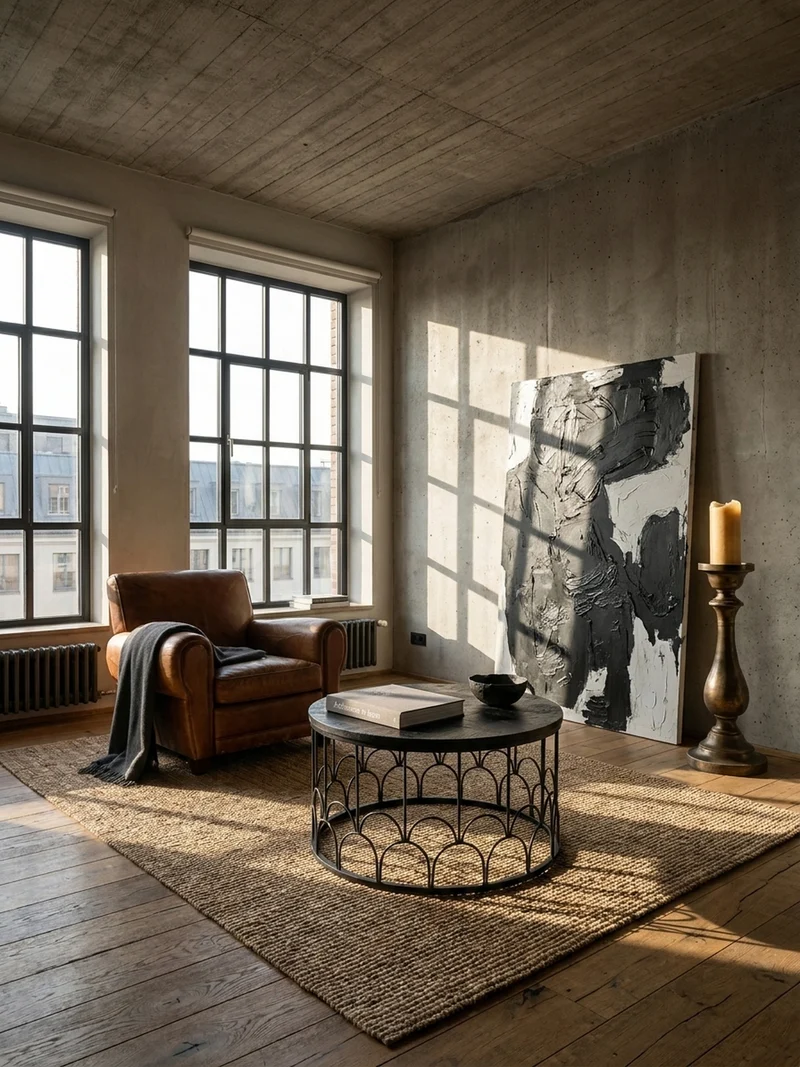Couchtisch Rund in Schwarz aus Mango Massivholz mit Metallgestell, 60x60x36cm, Industrial Design