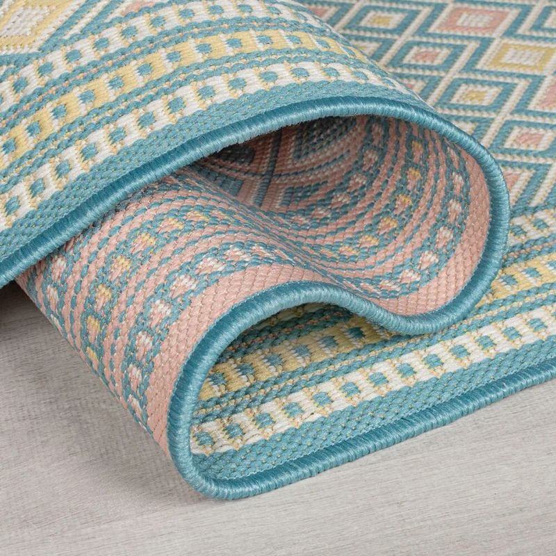 Outdoor-Teppich Pastell-Streifen, sommertauglich, eisfarben
