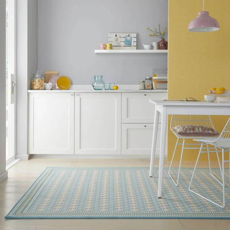 Outdoor-Teppich Pastell-Streifen, sommertauglich, eisfarben