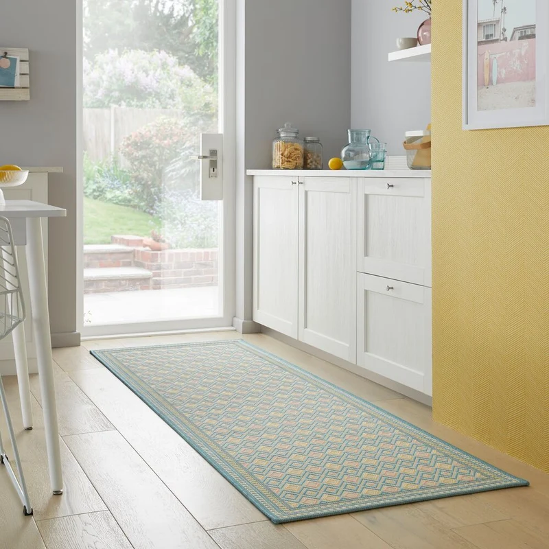 Outdoor-Teppich Pastell-Streifen, sommertauglich, eisfarben