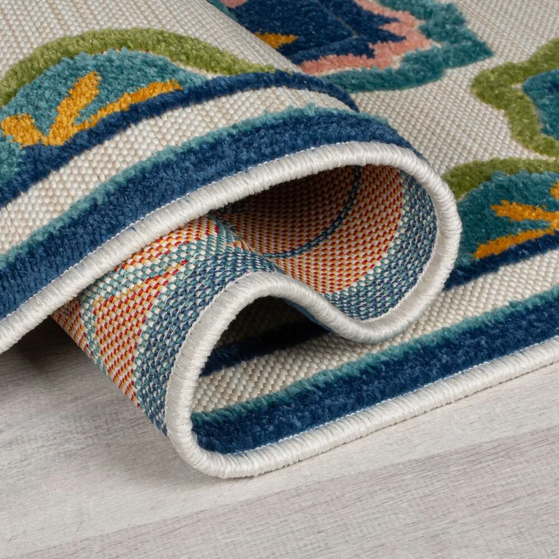 Outdoor-Teppich Floral-Design, superweich, blau