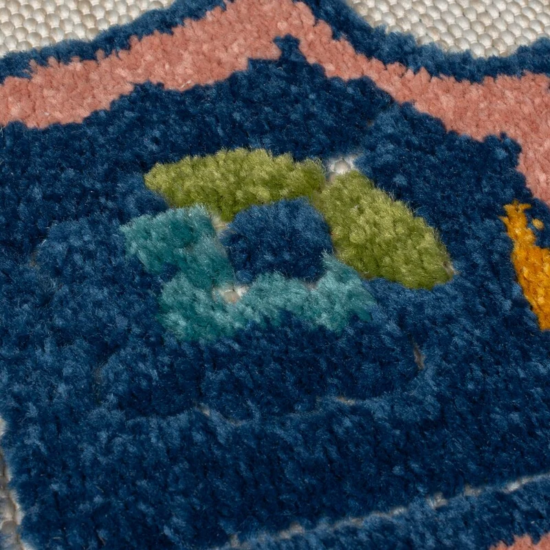 Outdoor-Teppich Floral-Design, superweich, blau