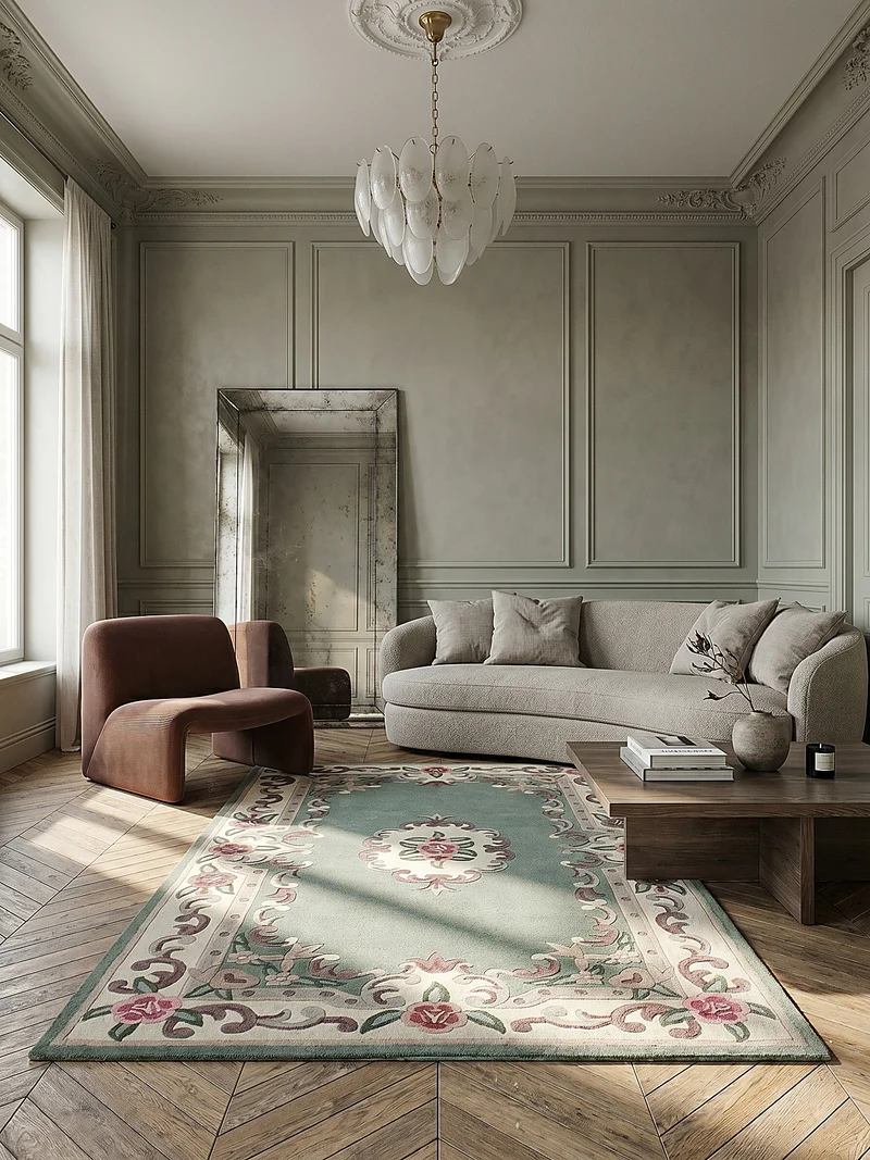 Wollteppich Aubusson-Muster handgeknüpft